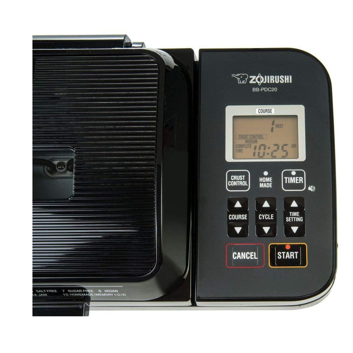 Zojirushi BB-PDC20BA clear LCD control panel