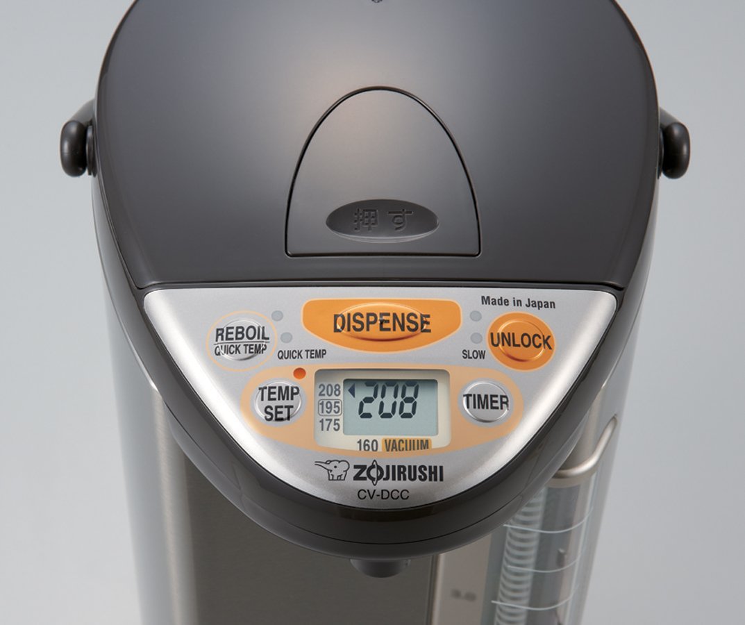 Zojirushi panorama window shows water level and temperature clearly