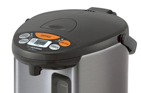 Zojirushi Micom Water Boiler 4L dispense spout, controlled pour for tea and coffee.