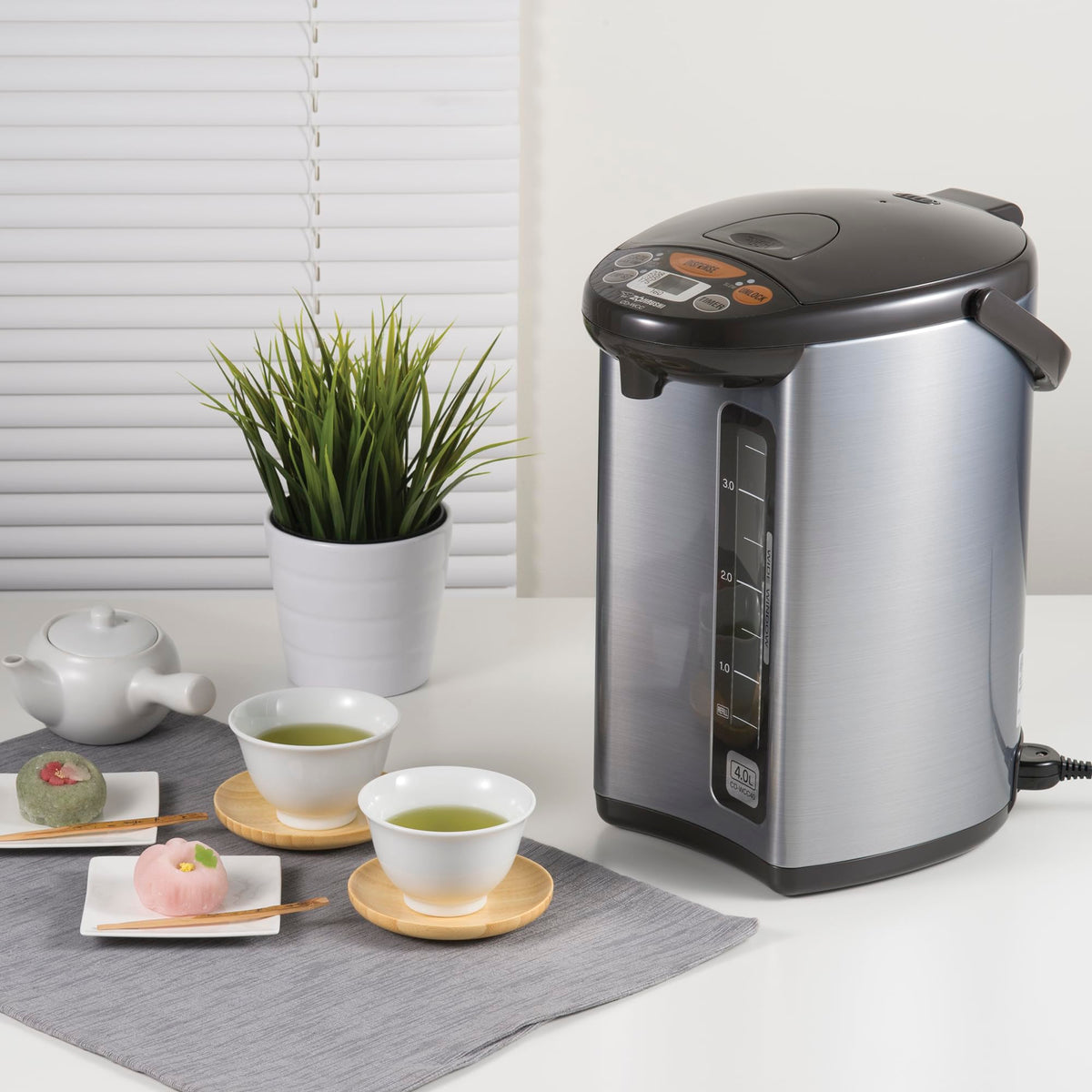 Zojirushi Micom Water Boiler 4L stainless interior designed for easy cleaning.