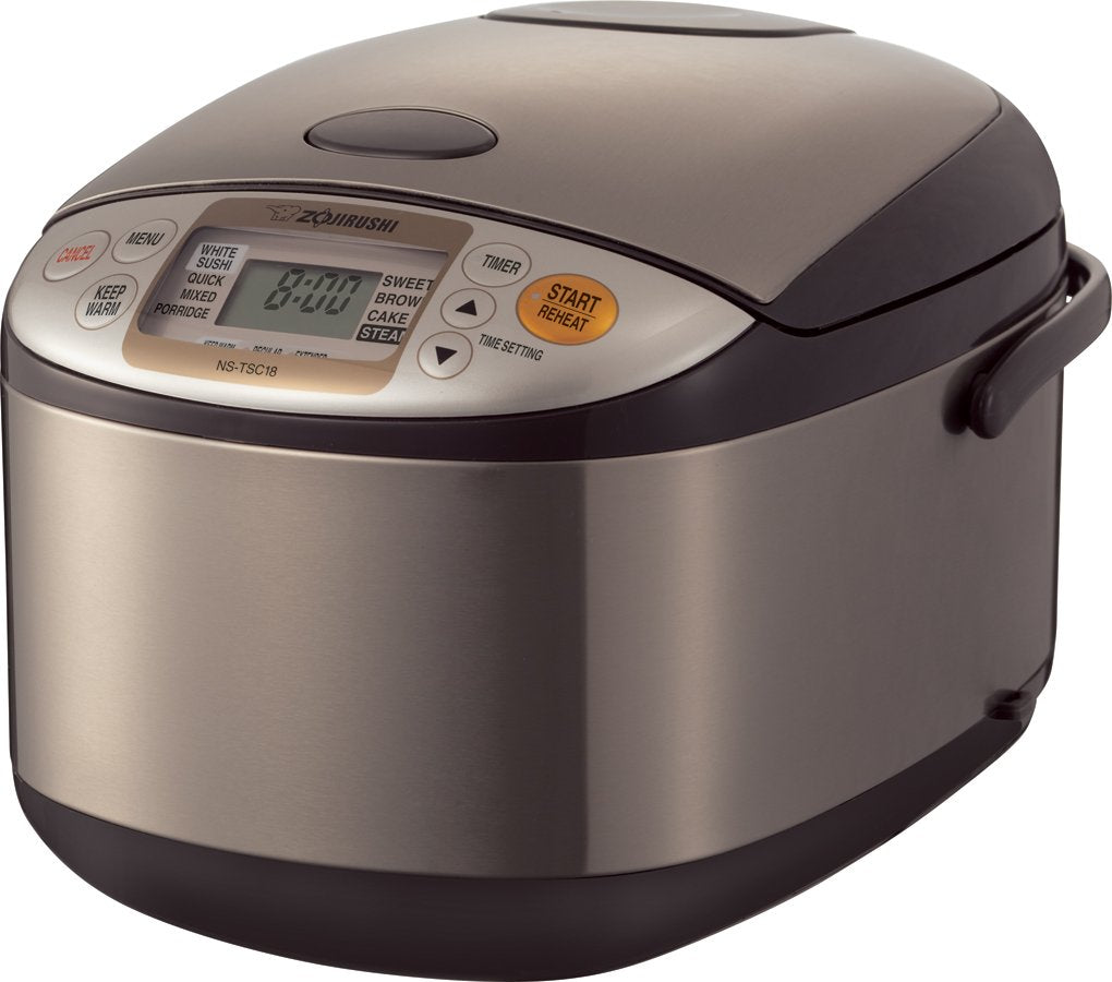 Zojirushi NS-TSC18 Micom rice cooker front view; compact 1.8L capacity for family meals