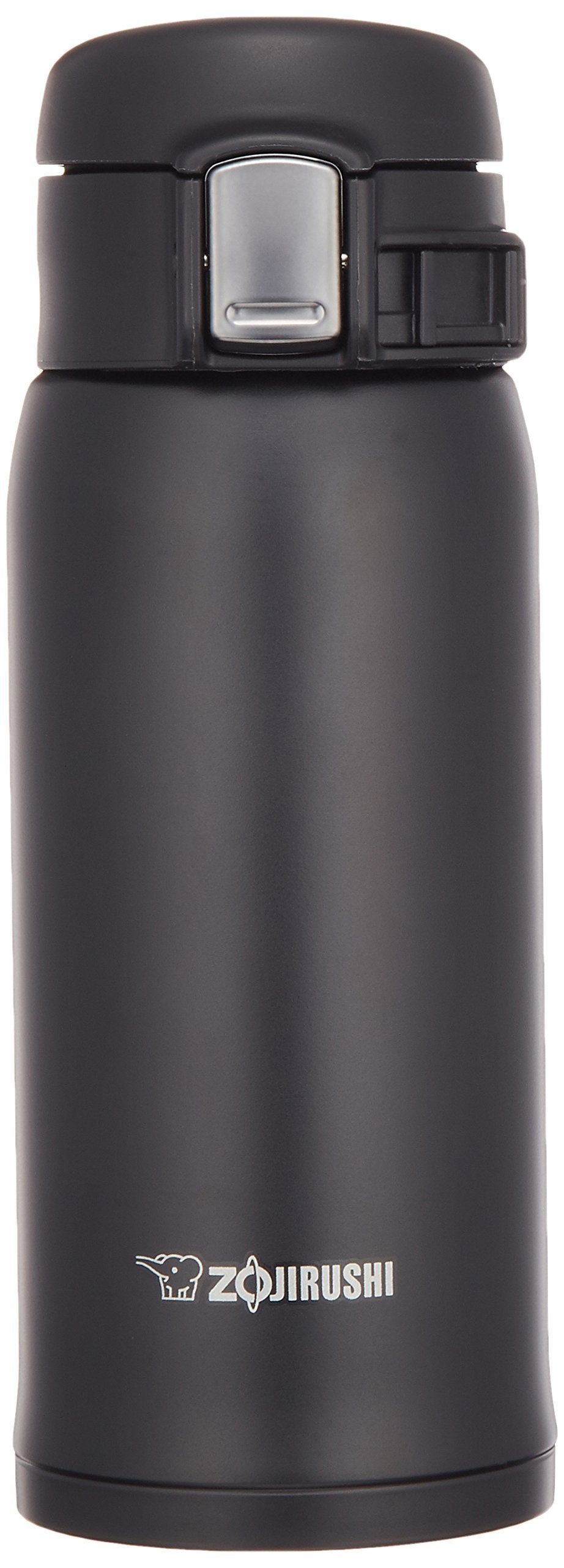 Zojirushi SM-SA36BA black mug front view for on-the-go hydration.