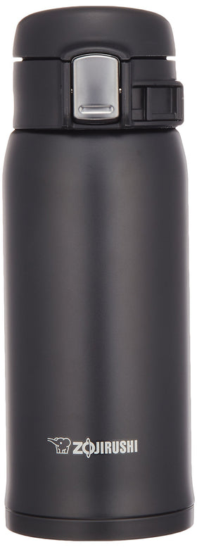 Zojirushi SM-SA36BA black mug front view for on-the-go hydration.