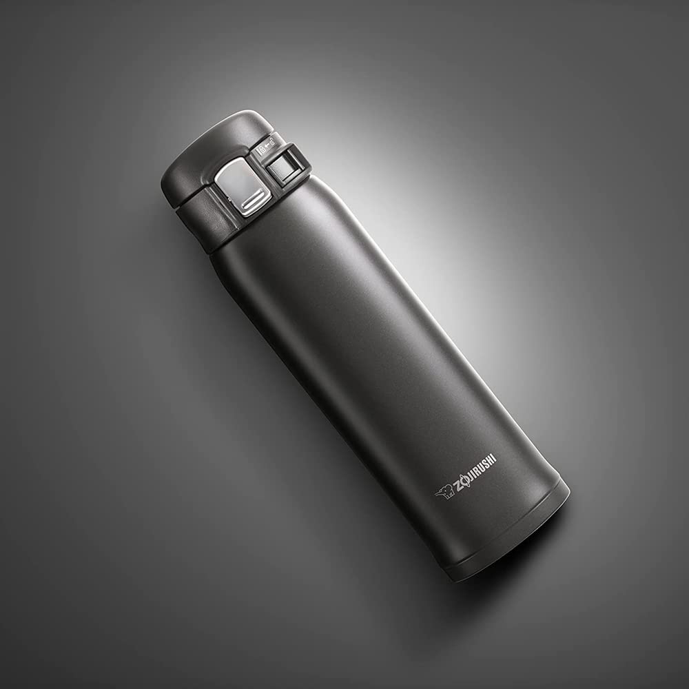 Zojirushi SM-SA48-BA mug with flip lid closed for spill-safe travel.