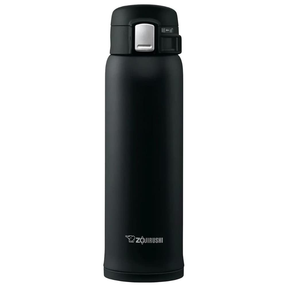 Zojirushi SM-SA48-BA black mug, side view, ready for hot or cold beverages on the go.