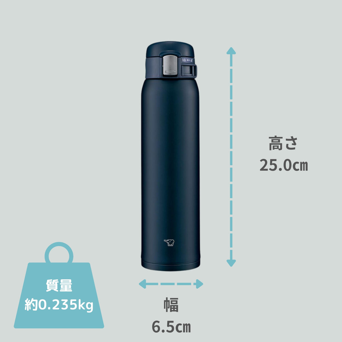 Zojirushi SM-SF60-AD navy wide mouth makes filling and cleaning easy.