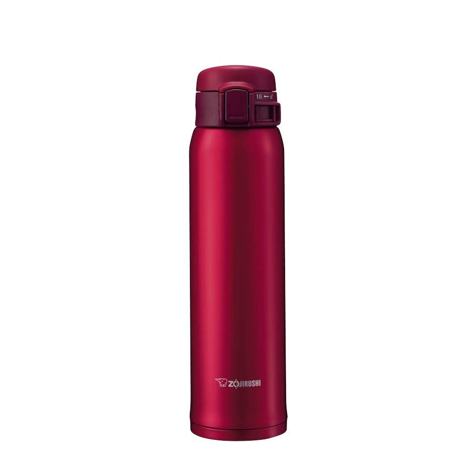 Zojirushi stainless mug garnet red front view for on-the-go hydration