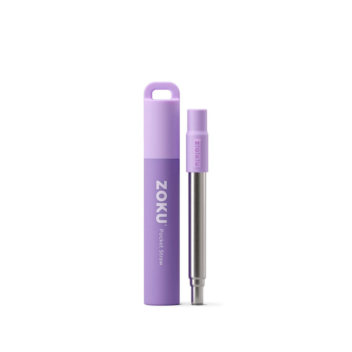 ZOKU pocket purple straw with case, eco-friendly travel essential