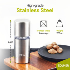 ZOLMER nutmeg grinder airtight container keeps freshness