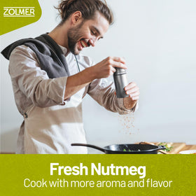 ZOLMER nutmeg grinder easy-fill design for quick refills
