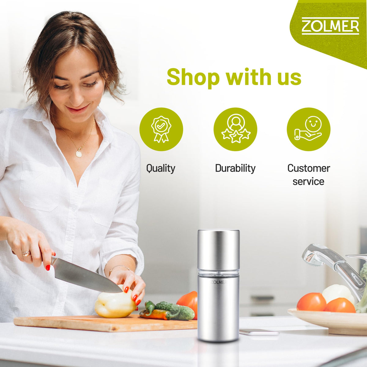 ZOLMER nutmeg grinder safe-handling option for home cooks