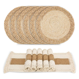 Zology handmade boho placemats set of six with natural cotton burlap texture protects tables