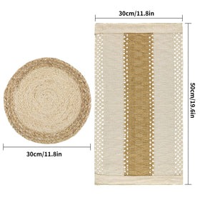 Zology round placemat detail in water hyacinth and corn husk materials.