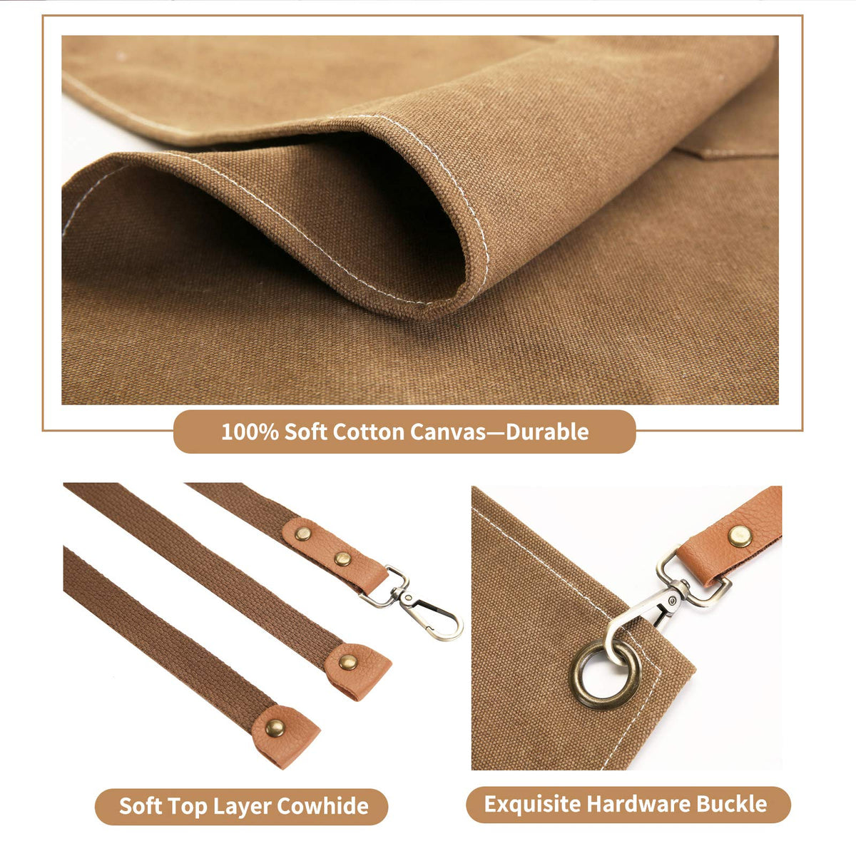 ZOMAO apron featuring three pockets and a headphone loop for organized work.