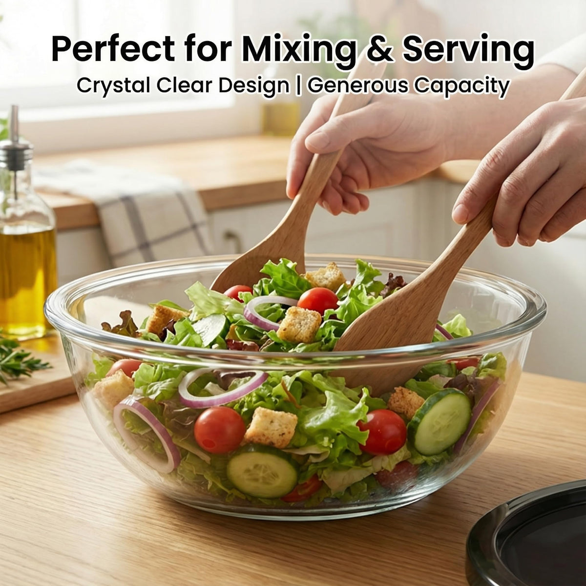 Zombcame large glass bowl for baking and salad prep
