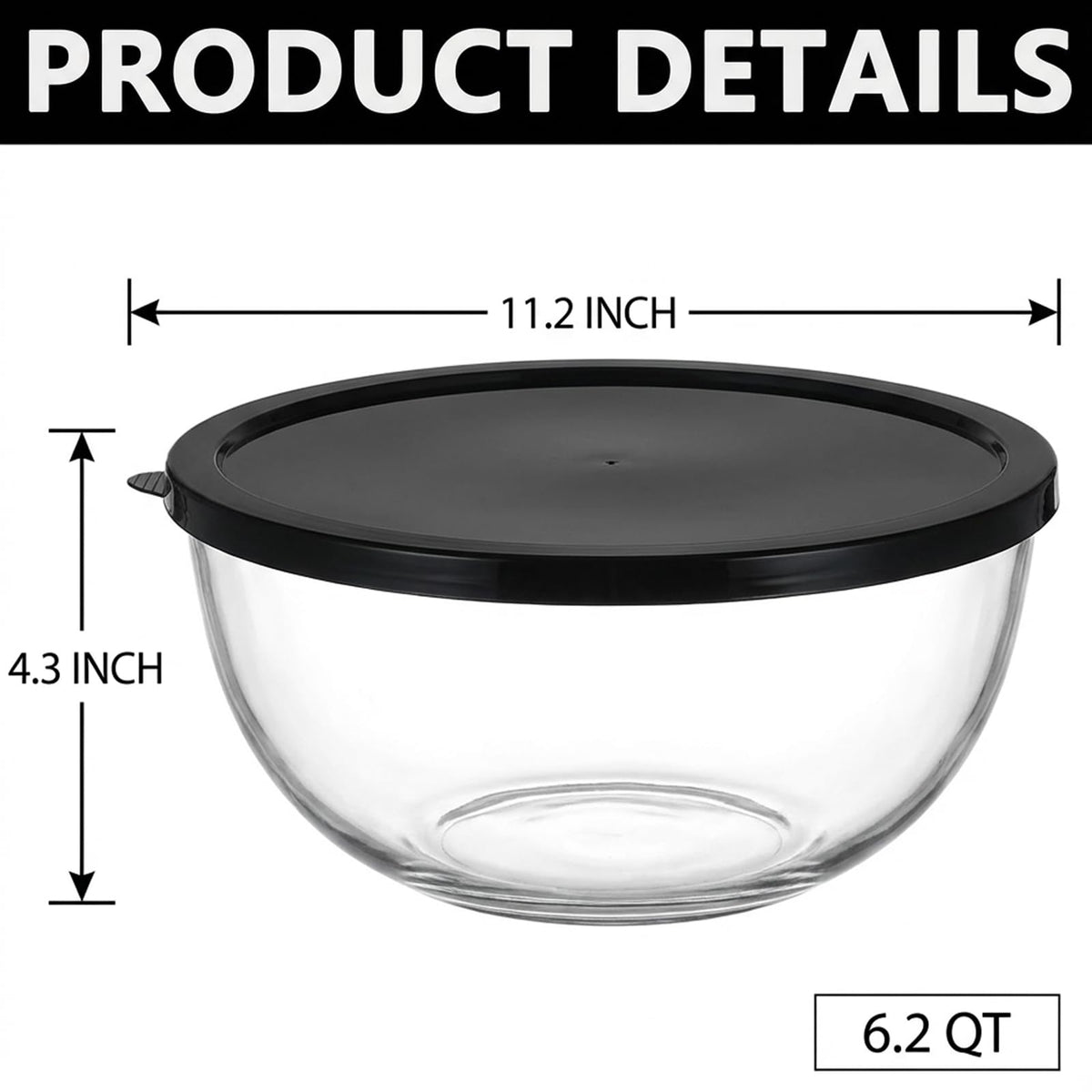 Zombcame clear glass bowl with lid showcased for secure storage
