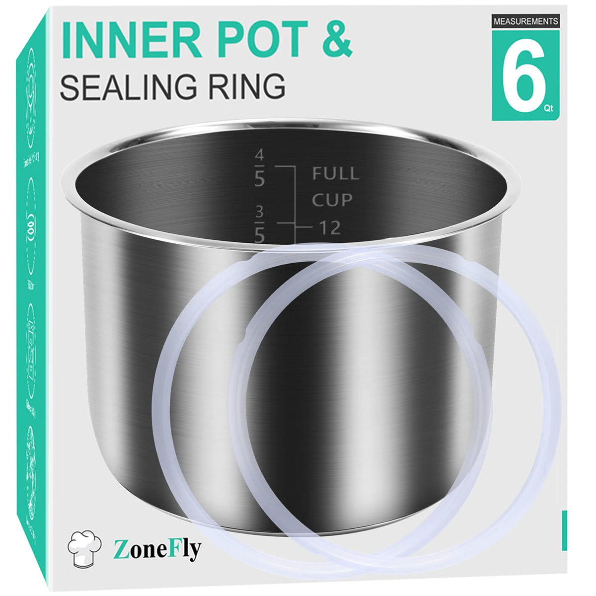 ZoneFly inner pot for 6 qt fits Instant Pot for even heating