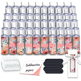 ZONEGRACE 50-pack 20oz sublimation tumblers with straight silhouette and polymer coating for dye printing.