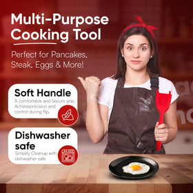 ZONZEST spatula-tong in action flipping pancakes with non-stick precision.