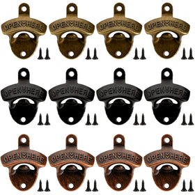 ZOOFOX 12-pack wall-mounted bottle openers pack for home or bar use.