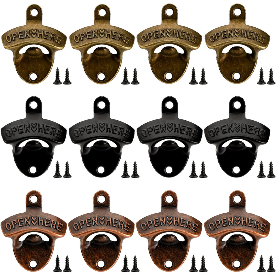 ZOOFOX 12-pack wall-mounted bottle openers pack for home or bar use.