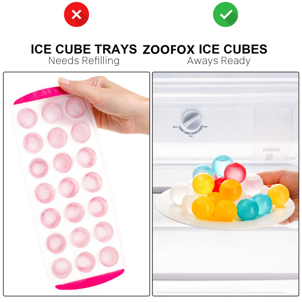 ZOOFOX ice cubes in cocktail glass add color while cooling