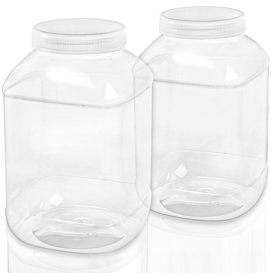 ZOOFOX 2-pack clear jars with screw-on lids for pantry organization.