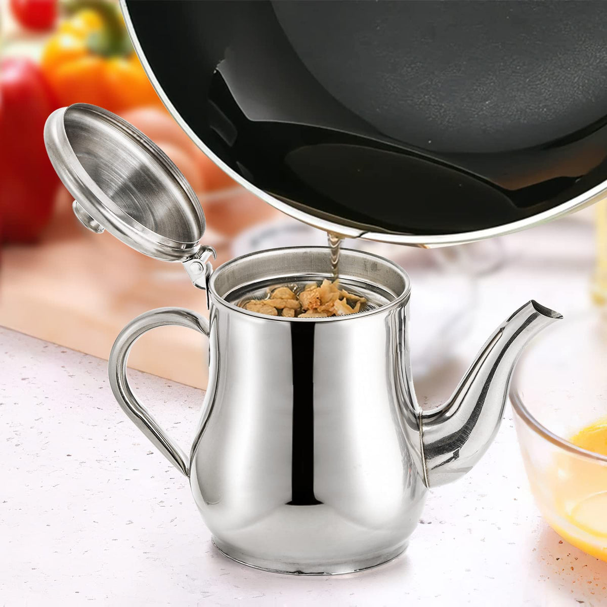 ZOOFOX gift-ready stainless steel oil dispenser set for bacon lovers.