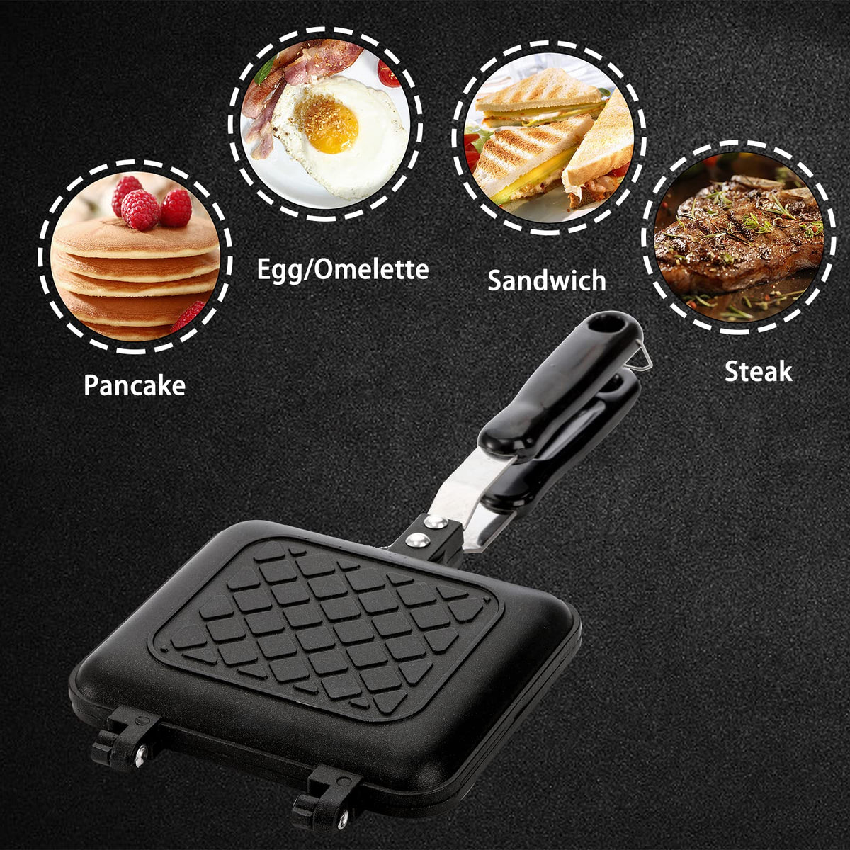 ZOOFOX sandwich maker with non-stick plates for easy release and cleaning