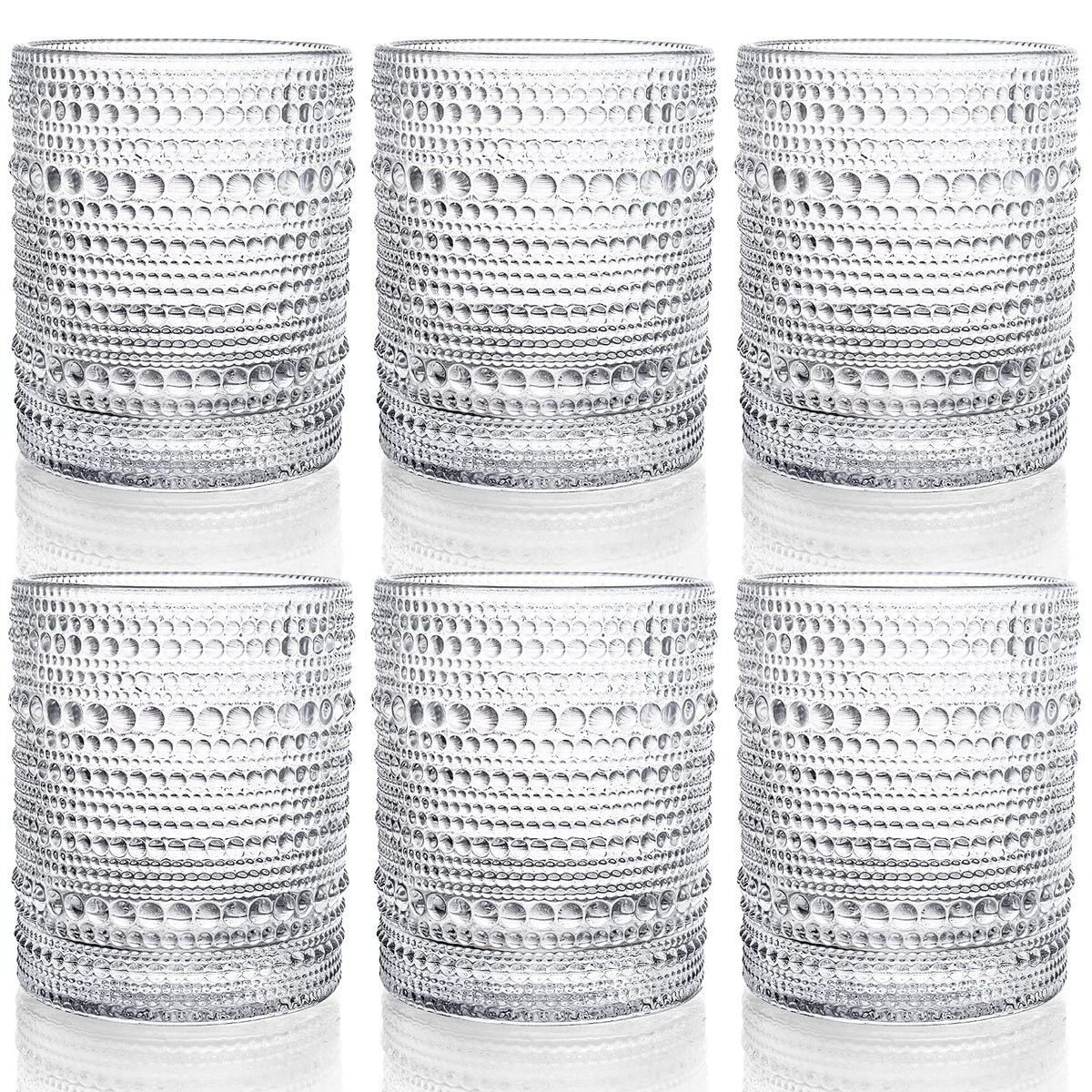 ZOOFOX romantic water glasses set of 6 12oz hobnail tumblers for elegant entertaining.