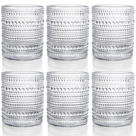 ZOOFOX romantic water glasses set of 6 12oz hobnail tumblers for elegant entertaining.