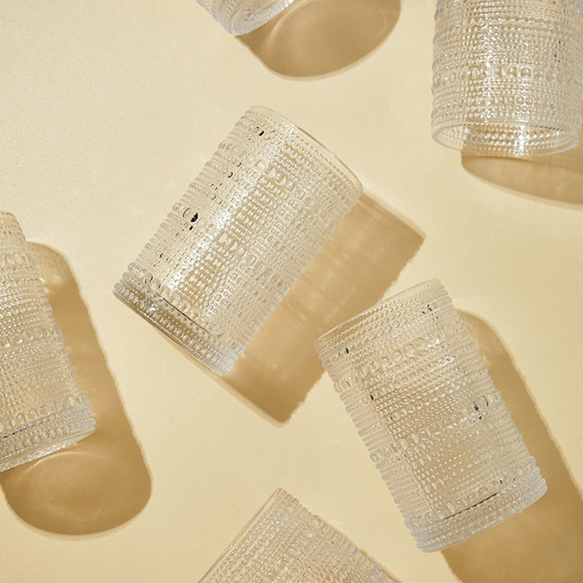 ZOOFOX six-pack vintage glasses with hobnail, great for entertaining guests.