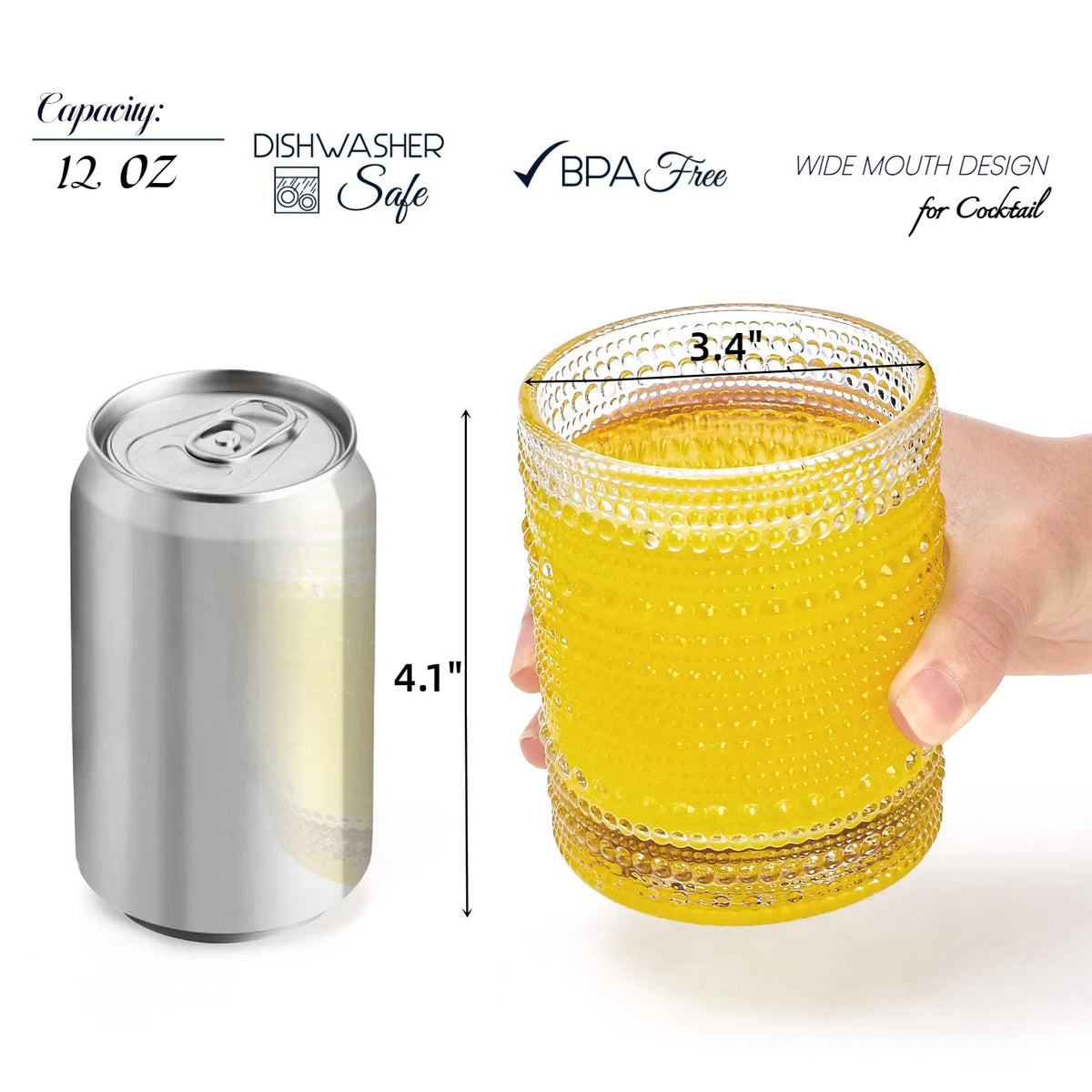 ZOOFOX vintage clear embossed glassware durable lead-free tumblers for daily use.