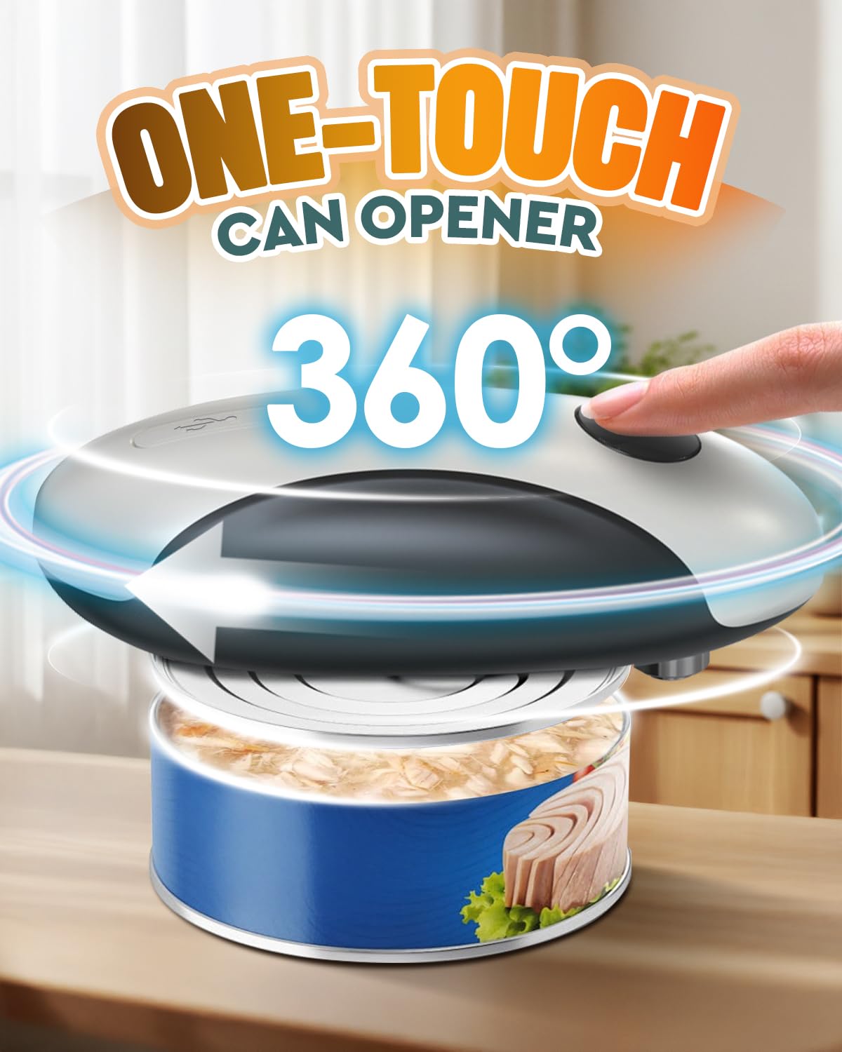 Zoomsnail electric can opener showing magnetic lid lifter for safe lid removal.