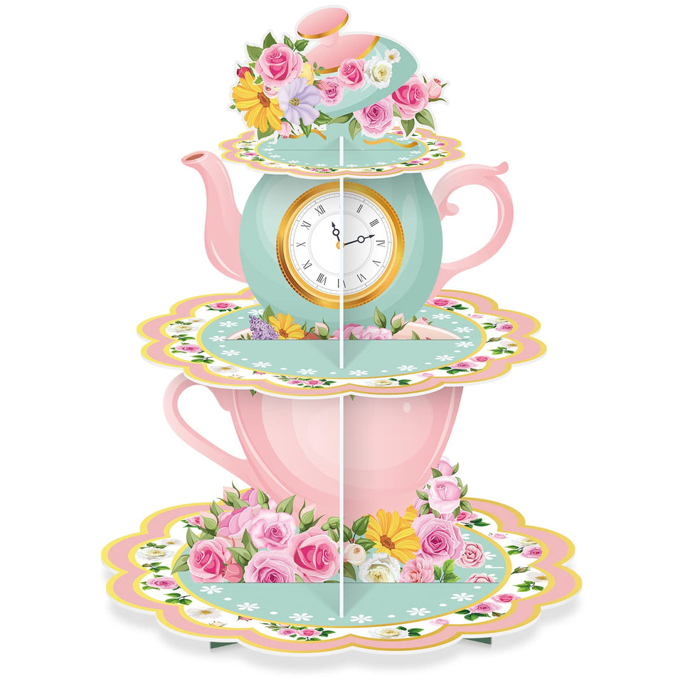 Zopeal 3-tier floral stand for a photo-worthy tea party display