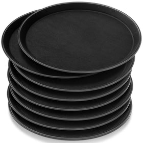 Zopeal 8-piece black round tray set ready for serving meals