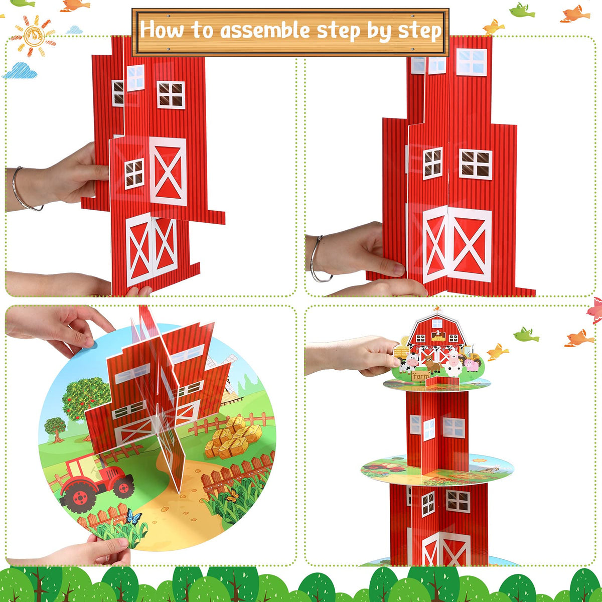 Zopeal Farm Cupcake Stand tool-free assembly for quick setup