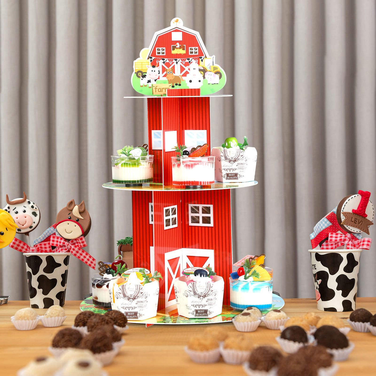 Zopeal Farm Cupcake Stand sturdy cardboard construction for durable display