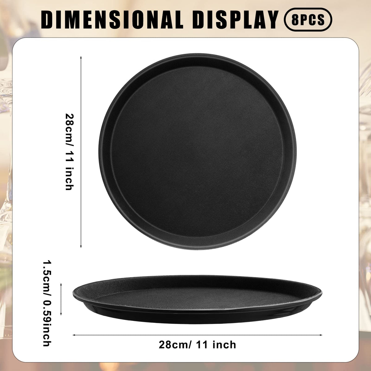 Zopeal lightweight plastic serving tray for easy handling in busy dining environments.