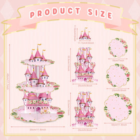 Zopeal princess cupcake stand shows floral details and crown accents.