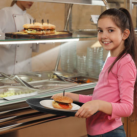 Zopeal raised-edge design helps organize servings during busy service.