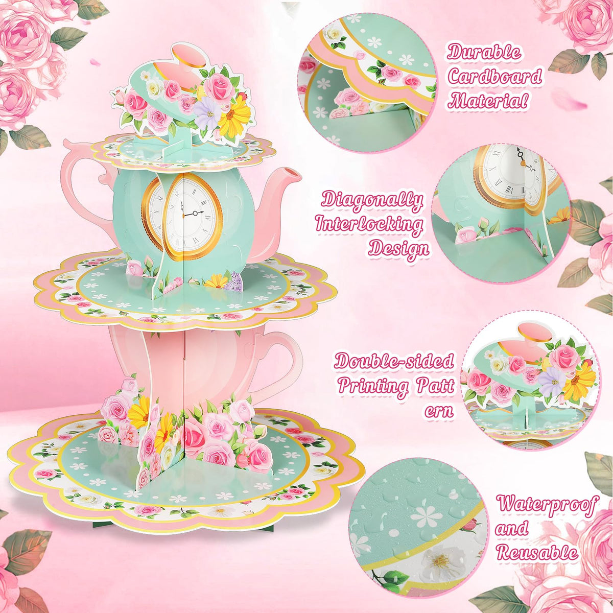 Zopeal tea party cake holder set adds extra space for treats.