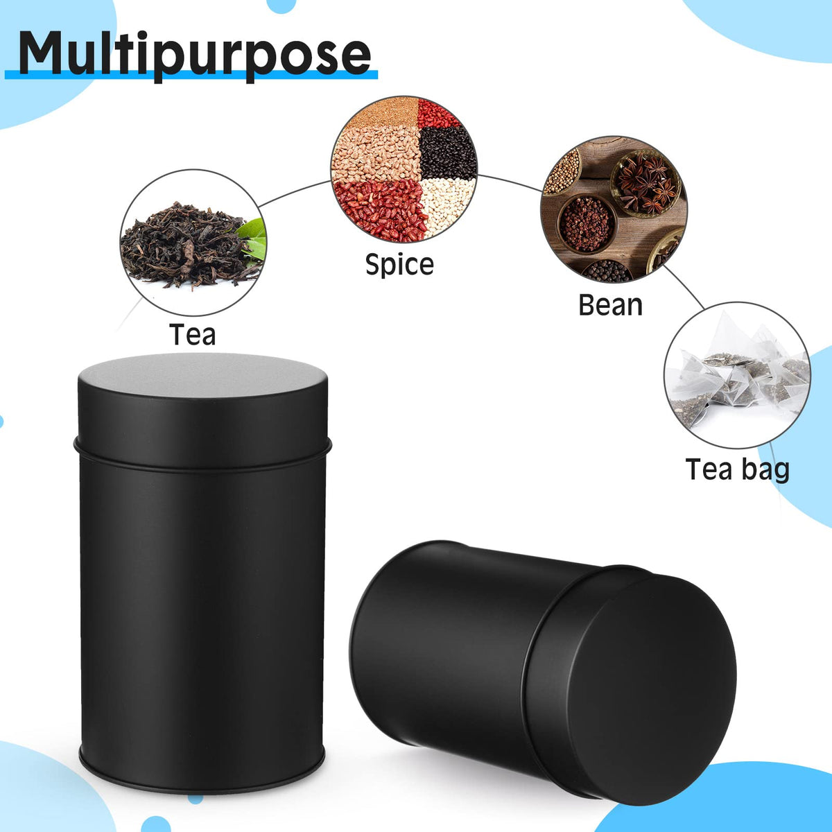 Zopeal canisters suit tea, coffee, herbs, sugar, and candies.