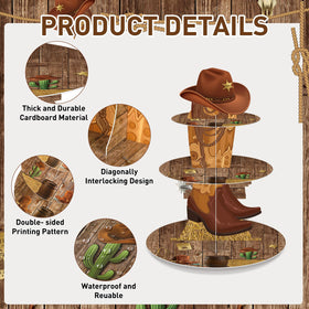 Zopeal Western Cupcake Stand leather-boots illustration enhances western vibe.