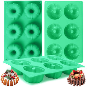 Zorazio 3Pcs silicone mini cake pan with six cavities for quick batch baking.