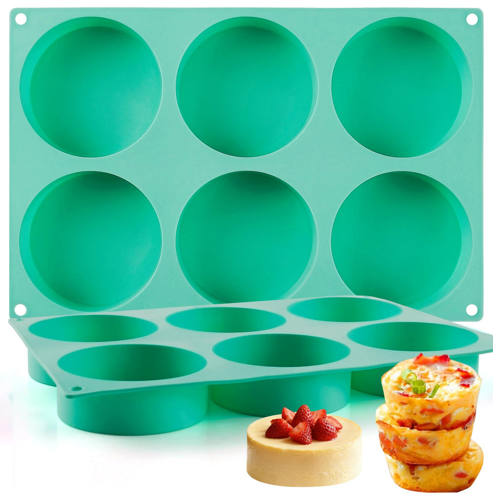 Zorazio 4-inch round silicone mold ready for oven use for breakfast sandwiches.
