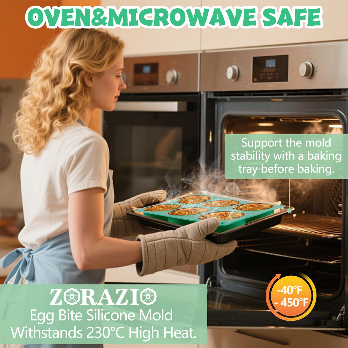 Zorazio dishwasher-safe silicone mold for easy cleanup after baking.