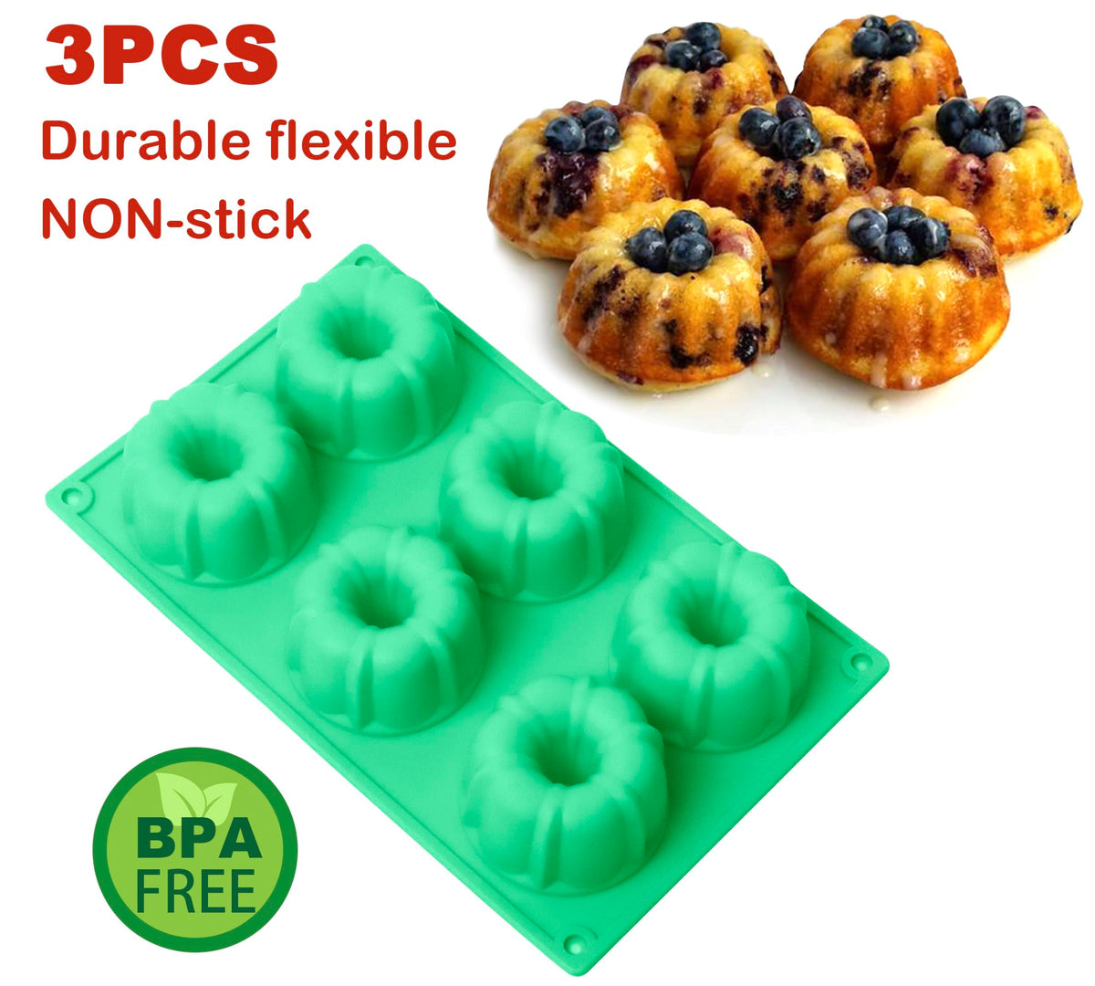 Zorazio nonstick surface allows easy release of cakes without tearing.