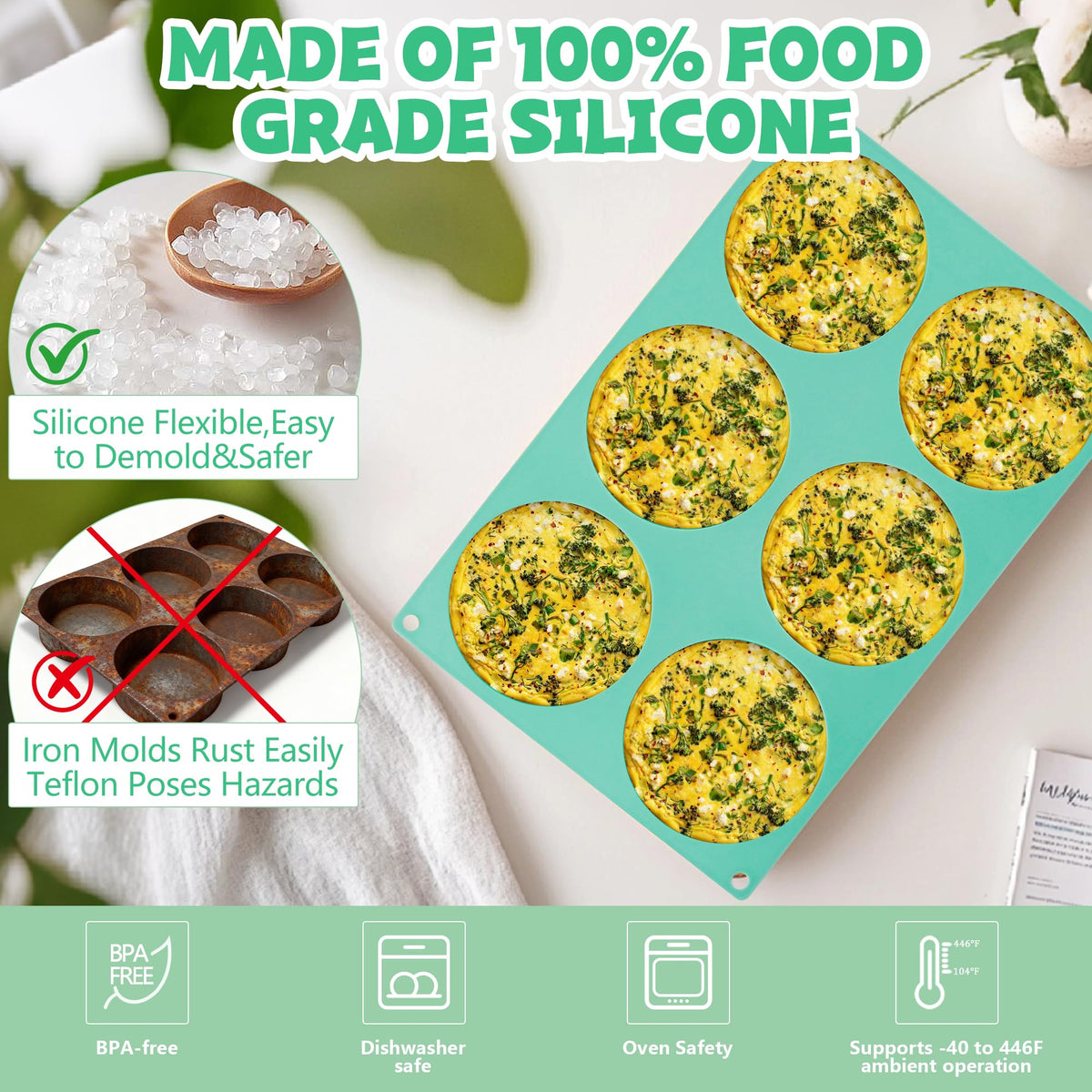 Zorazio non-stick silicone mold close-up showing flexible durable surface.