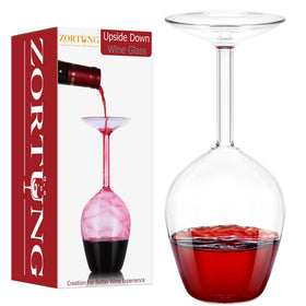 ZORTUNG upside-down wine glass with festive gift-box packaging enhances gifting appeal